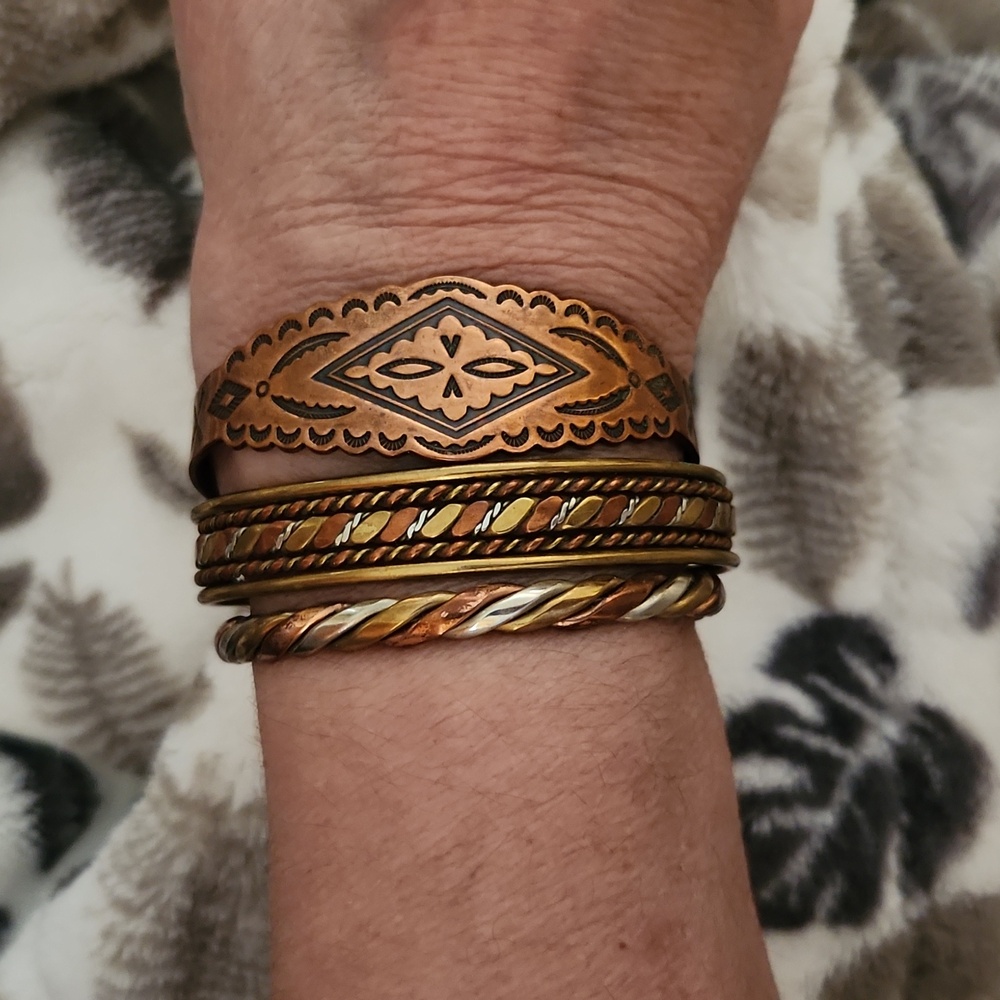 Set Of 3 Vintage Copper Bracelets